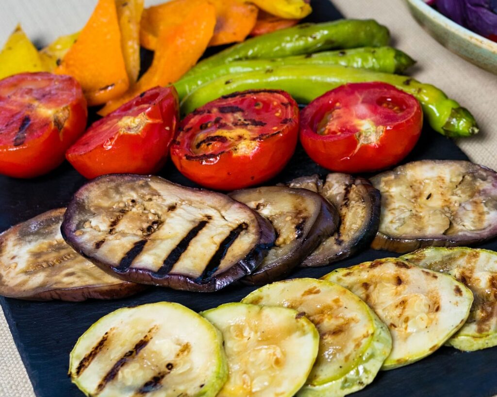 A colourful selection of fresh vegetables, carefully prepared to complement the rich and warming Hokkaido soup curry